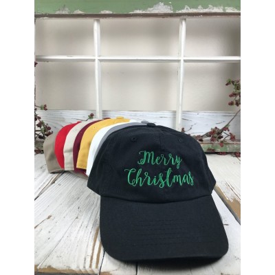 MERRY CHRISTMAS GREEN THREAD Embroidered Baseball Cap Dad Hat  Many Styles  eb-50392737